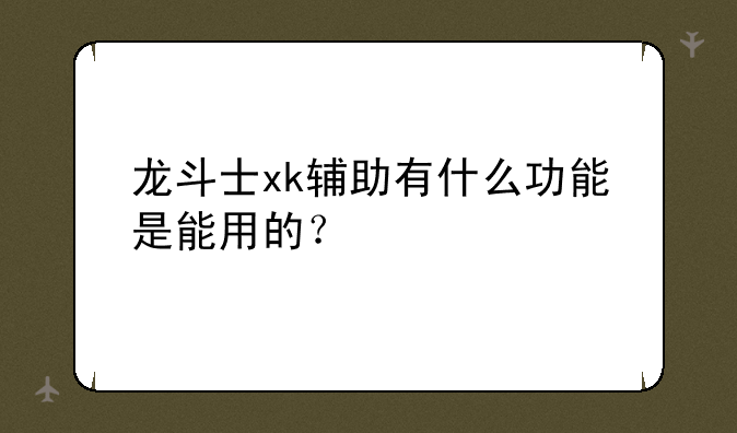 龙斗士xk辅助有什么功能是能用的？