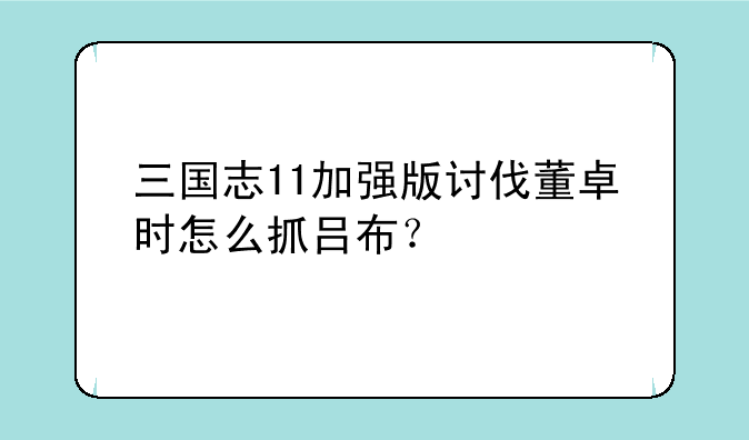 三国志11加强版讨伐董卓时怎么抓吕布？