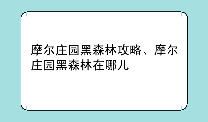 摩尔庄园黑森林攻略、摩尔庄园黑森林在哪儿